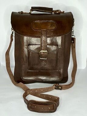 Vintage Handmade Leather Messenger Crossbody Satchel Bag Made in Mexico